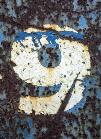 Written Wording in Distressed State Typography Found Number Nine 9