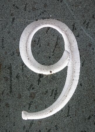 Written Wording in Distressed State Typography Found Number Nine 9