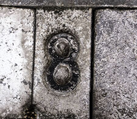 Written Wording in Distressed State Typography Found Number eight 8