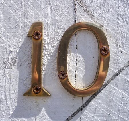 Written Wording in Distressed State Typography Found Number Ten 10の写真素材