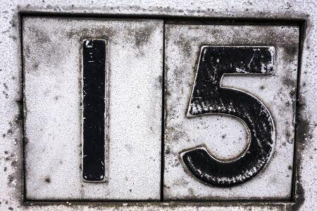Written Wording in Distressed State Typography Found Number Fifteen 15