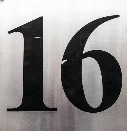 Written Wording in Distressed State Typography Found Number Sixteen 16の写真素材