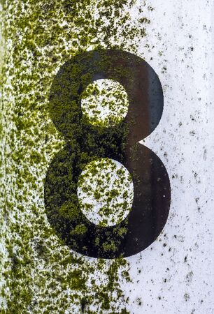 Written Wording in Distressed State Typography Found Number eight 8の写真素材