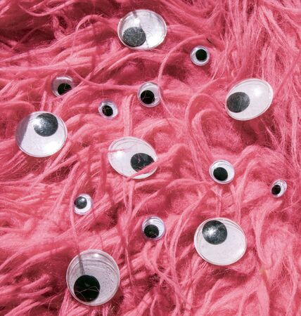 Funny Wiggle  Eyes on Fabric Silly Fur Carpet Background