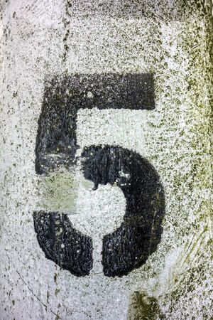 Written Wording in Distressed State Typography Found Number Five 5の写真素材