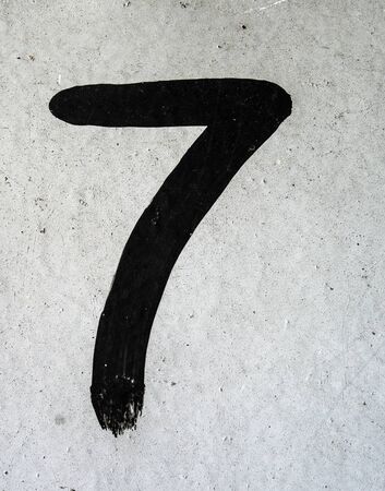 Written Wording in Distressed State Typography Found Number Seven 7の写真素材