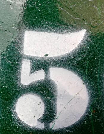 Written Wording in Distressed State Typography Found Number Five 5