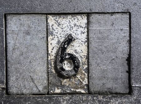 Written Wording in Distressed State Typography Found Number Six 6の写真素材