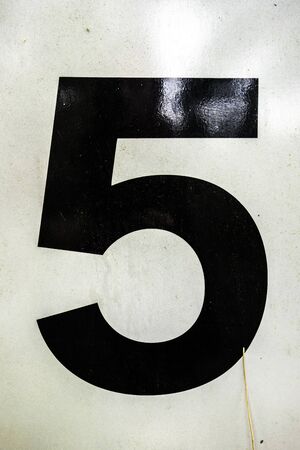 Written Wording in Distressed State Typography Found Number Five 5の写真素材