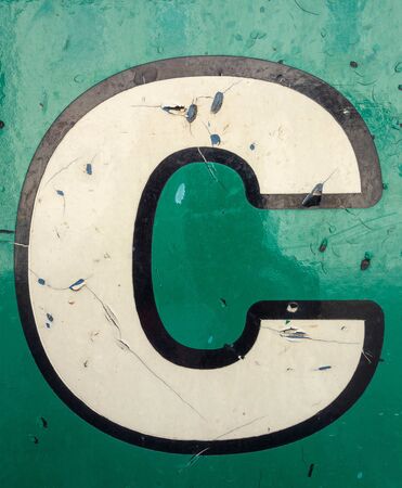 Written Wording in Distressed State Typography Found Letter Cの写真素材