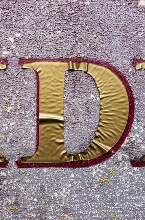 Written Wording in Distressed State Typography Found Letter Dの写真素材