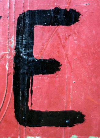 Written Wording in Distressed State Typography Found Letter Eの写真素材