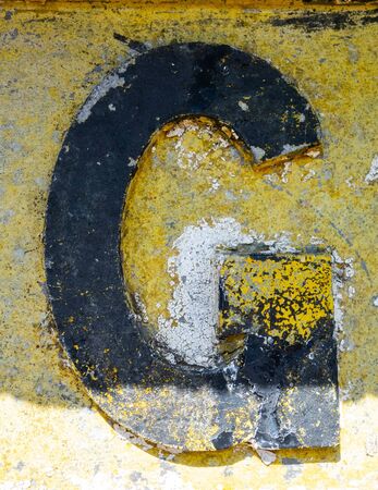 Written Wording in Distressed State Typography Found Letter gの写真素材