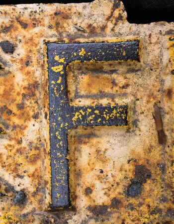 Written Wording in Distressed State Typography Found Letter fの写真素材