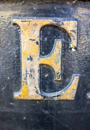 Written Wording in Distressed State Typography Found Letter Eの写真素材