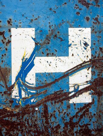 Written Wording in Distressed State Typography Found Letter hの写真素材
