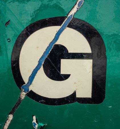Written Wording in Distressed State Typography Found Letter gの写真素材