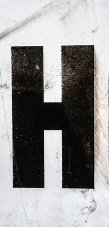 Written Wording in Distressed State Typography Found Letter hの写真素材