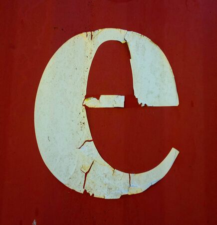 Written Wording in Distressed State Typography Found Letter Eの写真素材