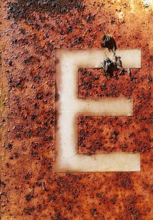 Written Wording in Distressed State Typography Found Letter Eの写真素材