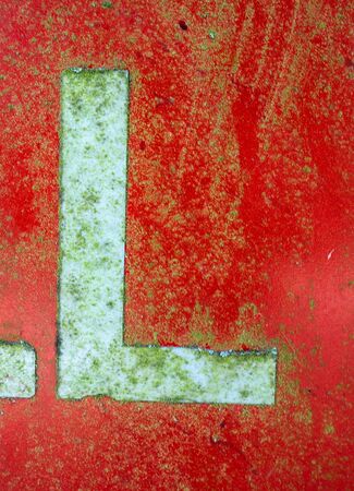 Written Wording in Distressed State Typography Found Letter Lの写真素材