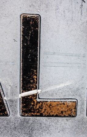 Written Wording in Distressed State Typography Found Letter Lの写真素材