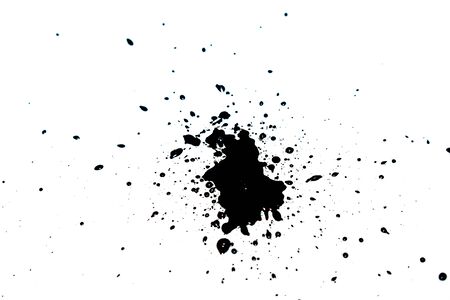 Black Ink Paint Splatter Drip on White Backgroundの写真素材
