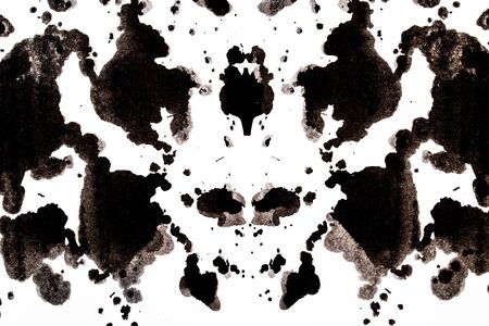 Black Ink Paint Splatter Drip on White Backgroundの写真素材
