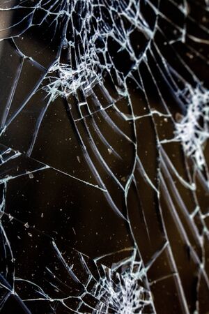 Smashed Screen Vandalised Broken Glass Close Up