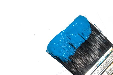 Acrylic Paint Stroke with Paint Brush on White Backgroundの写真素材