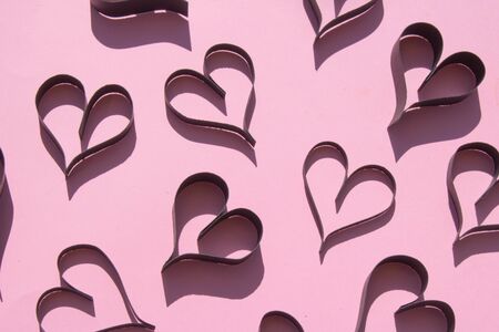 Paper Card Heart Shapes on Plain  Backgroundの写真素材