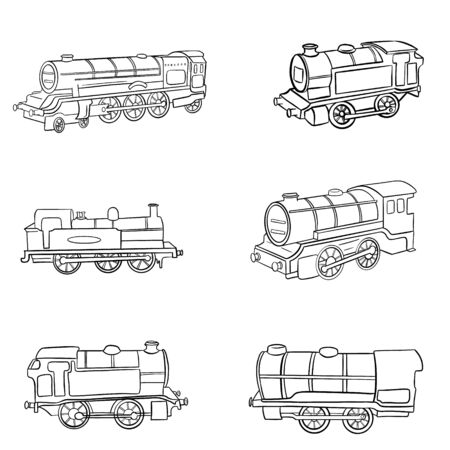 A Collection of Cartoon Steam Train Locomotive Engines Used for Public Transport Illustrationのイラスト素材