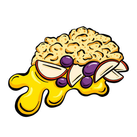 Cartoon Apple Crumble And Custard Vector Designのイラスト素材