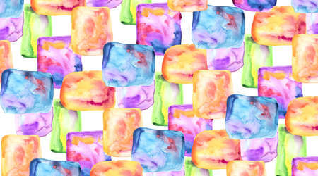 Abstract Watercolour Paint Background Squares on white backgroundの写真素材