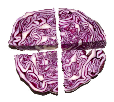 Sliced Red Cabbage Close Up on White Background