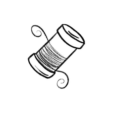 Sewing Equipment Needles, Thread Cotton Reels and Buttons for Crafts and Hobbies Sweet Illustrationsの写真素材