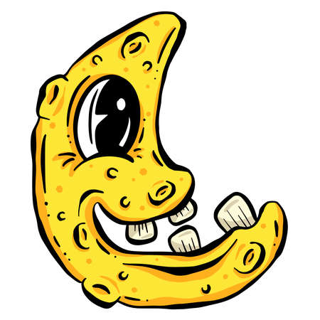 Cartoon Man in the Moon Lunar Character Very Funny Vector Illustrationのイラスト素材