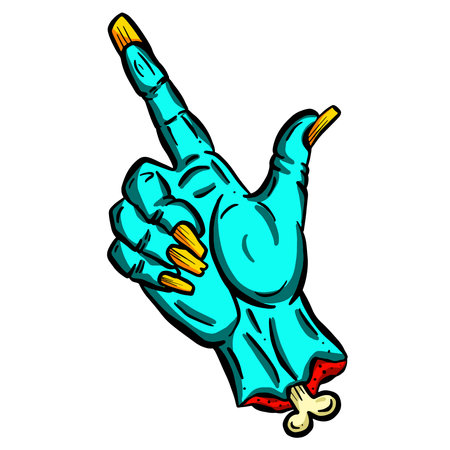 Hand Gesture Undead Zombie Halloween Hand Cartoon Illustrationのイラスト素材
