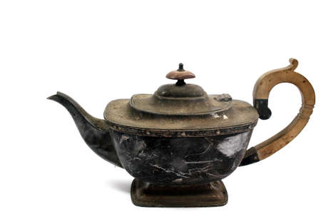 A Close up of Vintage Antique Teapot or Coffee Cup with White Backgroundの写真素材