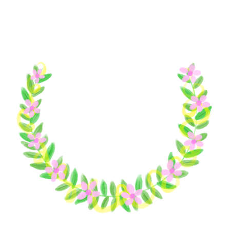 Watercolour Illustration of a Floral Wreath in Circle Formの写真素材