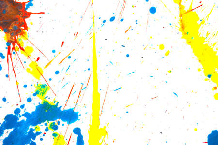An Acrylic Paint Splatters and Lines on White Bckground