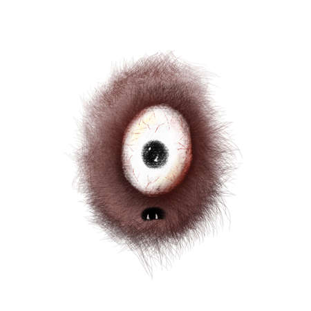Weird Hairy Eyeball Monster Alien Character Cartoon Illustration for Children's Storiesの写真素材