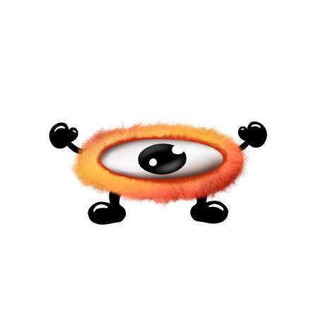 Weird Hairy Eyeball Monster Alien Character Cartoon Illustration for Children's Storiesの写真素材