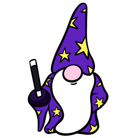 A Magician Wizard Cute Cartoon Gnome Hobbit Illustrationのイラスト素材