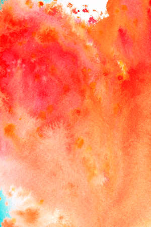 Abstract Watercolour Vibrant Splatters and Mixed Paints on White Backgroundの写真素材