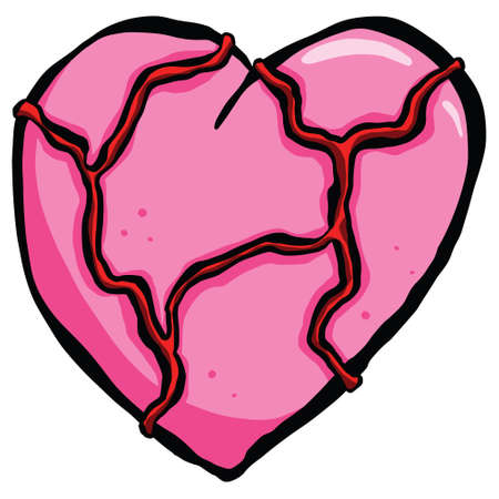 Dead Zombie Hearts Cartoon Illustrations with Stitches and Brains and Bones for Valentines Day or Halloweenのイラスト素材