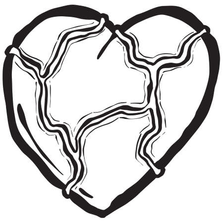 Dead Zombie Hearts Cartoon Illustrations with Stitches and Brains and Bones for Valentines Day or Halloweenのイラスト素材