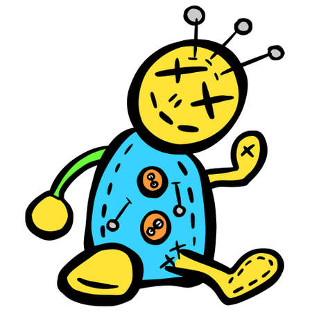 Cartoon Voodoo Doll Toy With Pins in Vector Illustrationのイラスト素材