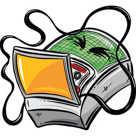 Angry Stop Ringing Answer Machine Tape Cassette Cartoon Character Logoのイラスト素材