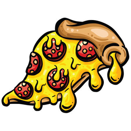 Cartoon Pepperoni Pizza Slice Illustrationのイラスト素材